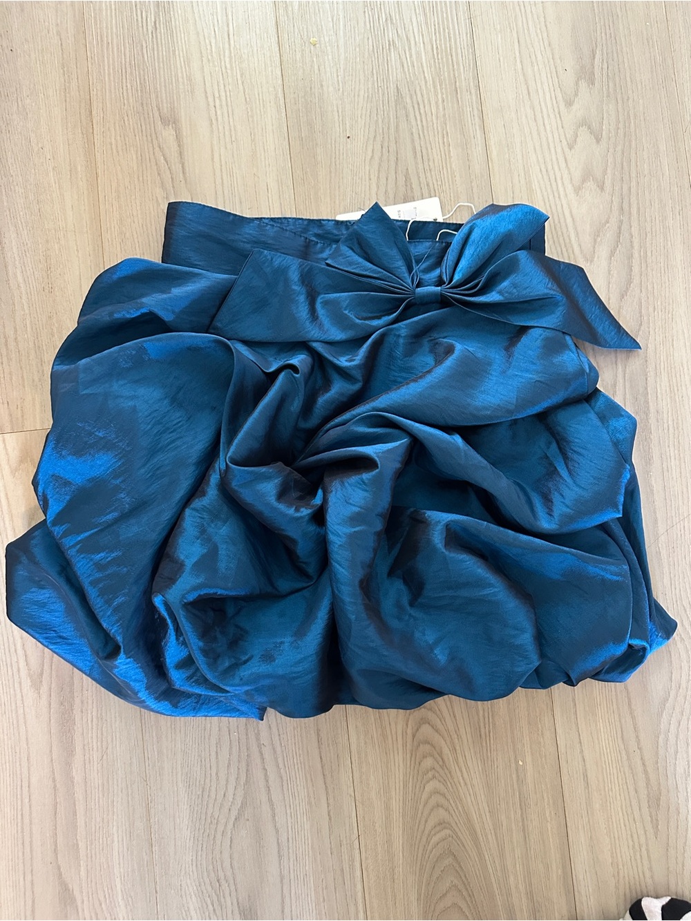 Daisy Mandee Blue Shimmer Metallic Bow Bubble Puff Mini Skirt | Size S